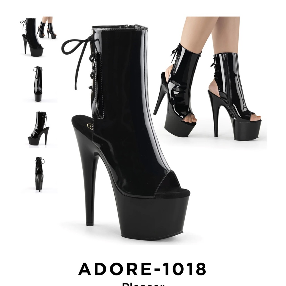 Black Pleaser faux leather boots